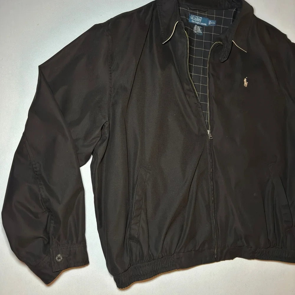 90s Ralph Lauren Harrington Jacket XXL 2 Extra Large Black Plaid Bi Swing Preppy